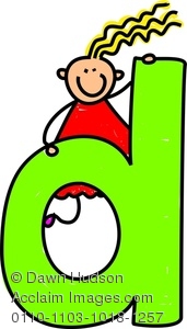 171x300 Clipart Image Of A Happy Little Girl Climbing Over A Giant Letter D