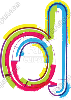 283x400 Colorful Grunge Font Letter D Royalty Free Vector Clip Art Image