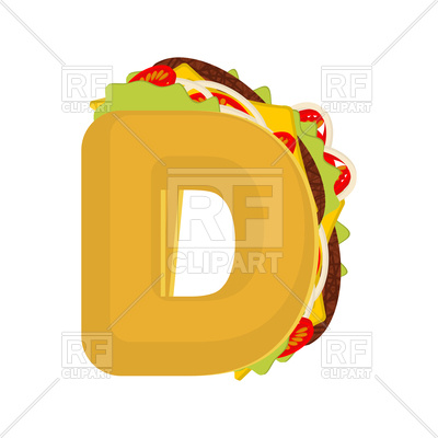 400x400 Letter D Fast Food Font Royalty Free Vector Clip Art Image