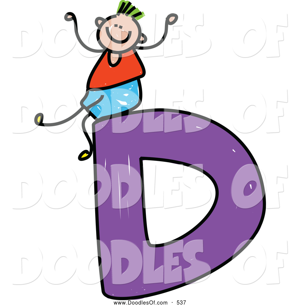 1024x1044 Vector Clipart Of A Doodle Boy On A Capital Letter D By Prawny