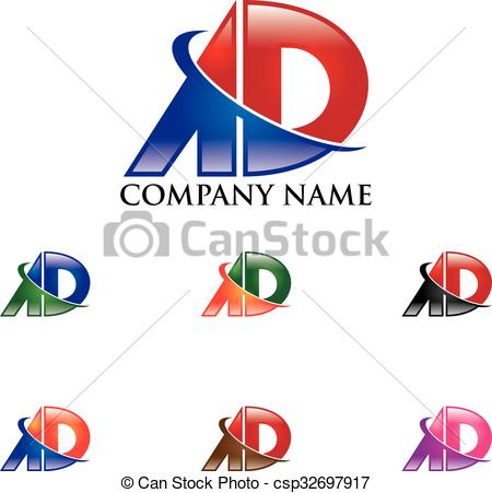 450x451 Ad Letter Logo. Logo Template Vector Clip Art