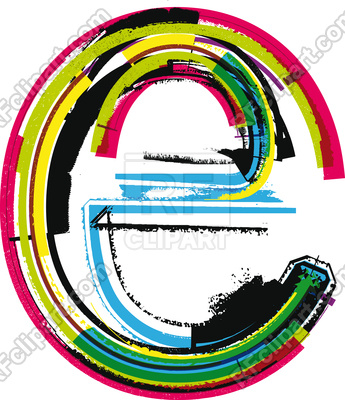 345x400 Colorful Grunge Letter E Royalty Free Vector Clip Art Image