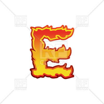 400x400 Letter E Fire Font Royalty Free Vector Clip Art Image