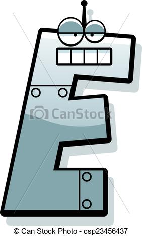 282x470 Letter E Robot. Cartoon Illustration Of Letter Es