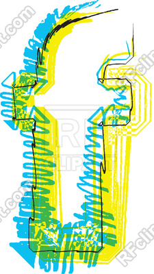 225x400 Hand Drawn Color Font Letter F Royalty Free Vector Clip Art Image