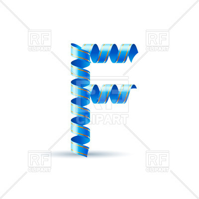 400x400 Letter F Made Of Blue Paper Streamer Royalty Free Vector Clip Art