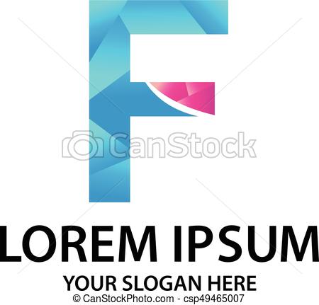 450x431 Polygonal Initial F With Logo. Letter F With Polygonal Vector