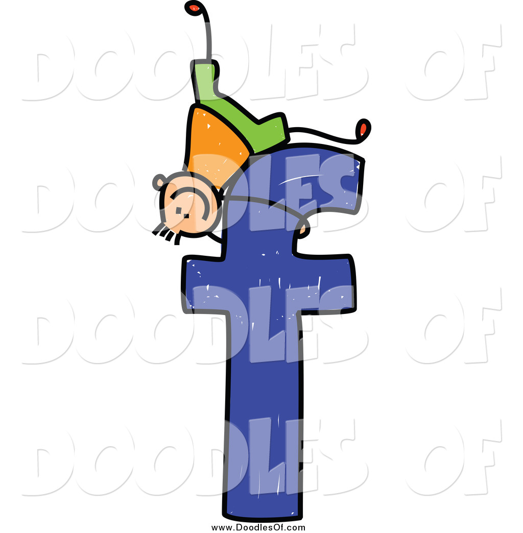 1024x1044 Vector Clipart Of A Doodle Boy Playing On A Lowercase Letter F By