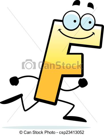 365x470 Cartoon F Running. A Cartoon Illustration Of A Letter F Clipart