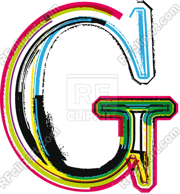 371x400 Colorful Grunge Font Letter G Royalty Free Vector Clip Art Image