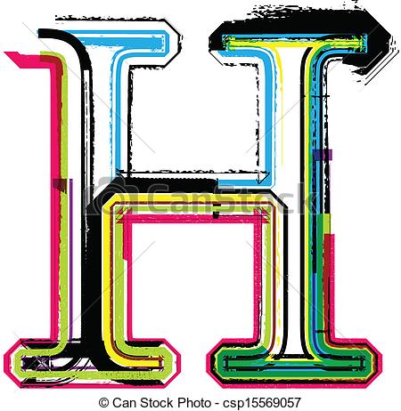 450x462 Colorful Grunge Letter H.