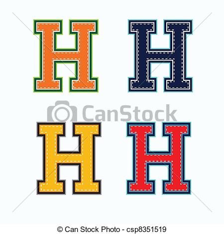 450x469 H College Letter In 4 Colors Eps Vectors