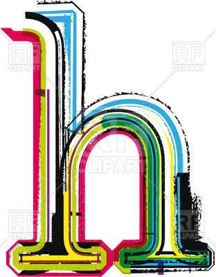 312x400 Letter H Colorful Grunge Font Royalty Free Vector Clip Art Image