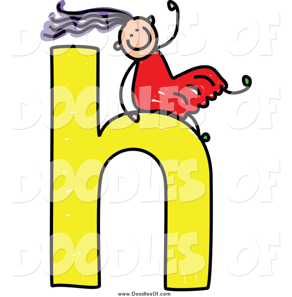 1024x1044 Vector Clipart Of A Doodle Girl Sliding On A Lowercase Letter H By