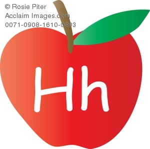 300x298 Clip Art Illustration Of An Apple With The Letter H Written On It