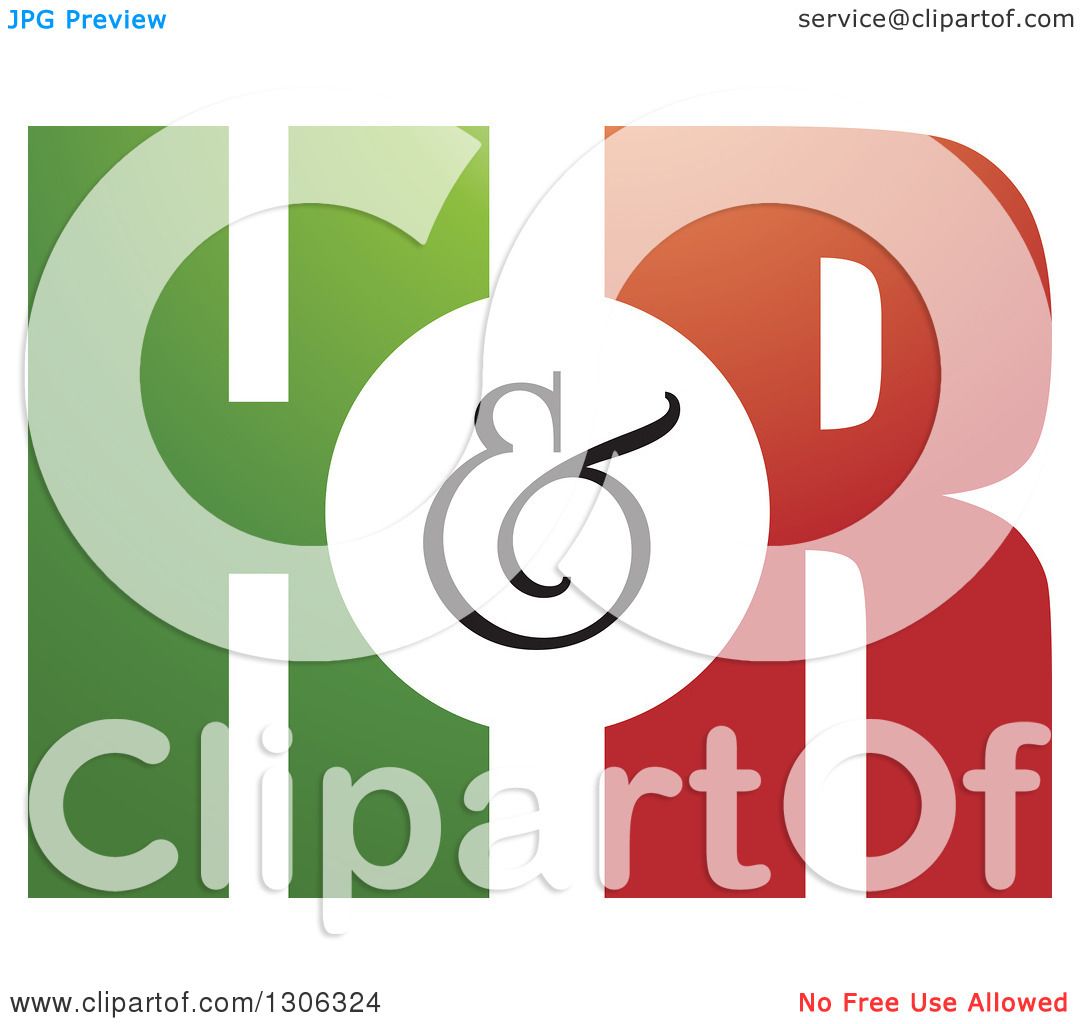 1080x1024 Clipart Of A Gradient Green And Red H And R Letter Alphabet Design