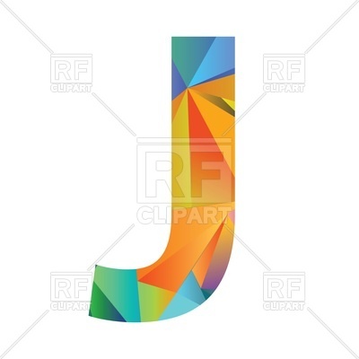 400x400 Motley Polygonal Font, Letter J Royalty Free Vector Clip Art Image