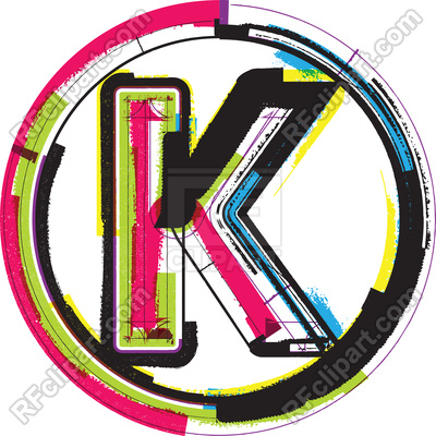 400x400 Colorful Grunge Font Letter K In Circle On White Bakground Royalty