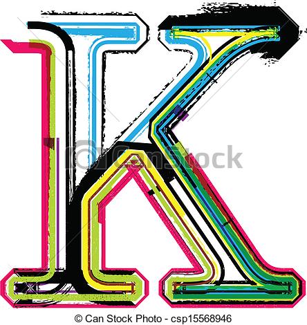 444x470 Colorful Grunge Letter K Eps Vector