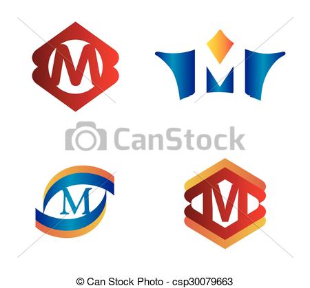 450x419 Letter M Set Alphabetical Logo Design Concepts Clip Art Vector