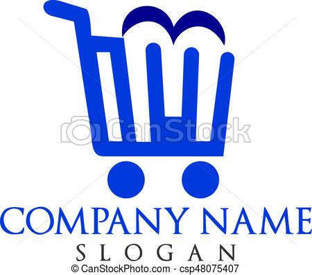 450x397 Letter M Shopping Logo Design. Abstract Colorful Shopping Cart