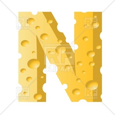 400x400 Font Made Of Cheese, Letter N Royalty Free Vector Clip Art Image