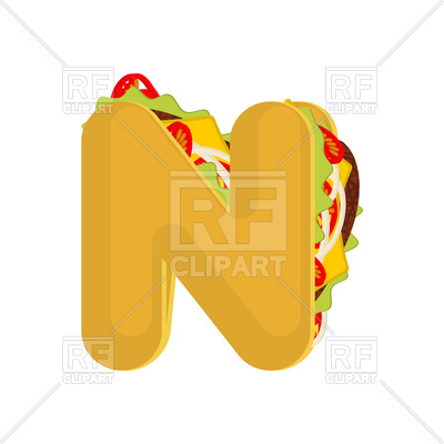 400x400 Letter N Fast Food Font Royalty Free Vector Clip Art Image