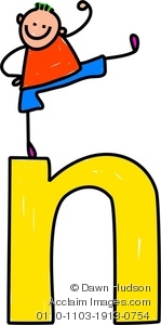 149x300 Clipart Image Of A Happy Little Boy Climbing Over A Giant Letter N