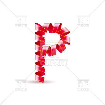 400x400 Letter P Made Of Red Paper Streamer Royalty Free Vector Clip Art