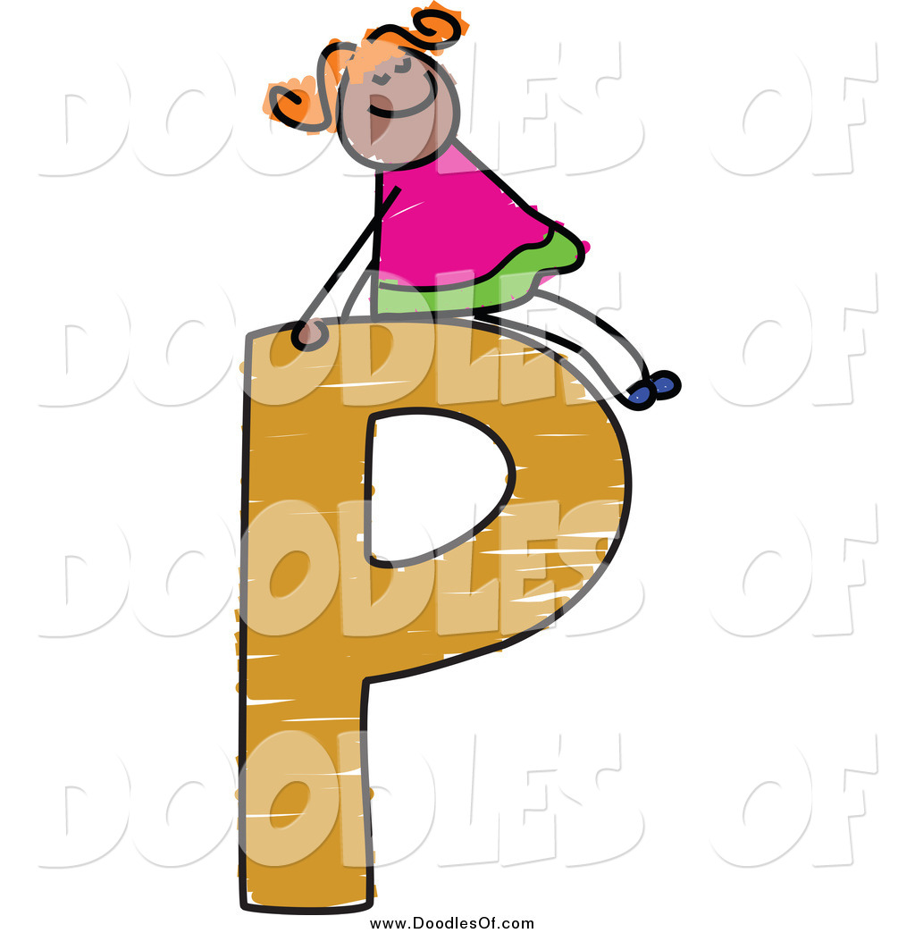 1024x1044 Vector Clipart Of A Doodle Girl On A Capital Letter P By Prawny
