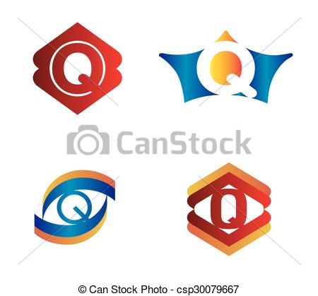 450x419 Letter Q Set Alphabetical Logo Design Concepts Clip Art Vector