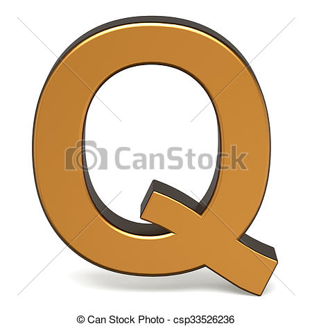 450x470 3d Glossy Gold Letter Q Isolated On White Background.