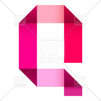 400x400 Bright Letter Q Folded Of Paper Ribbon Colour Royalty Free Vector