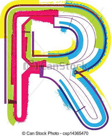 381x470 Colorful Grunge Letter R Vectors Illustration