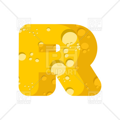400x400 Letter R Cheese Font Royalty Free Vector Clip Art Image