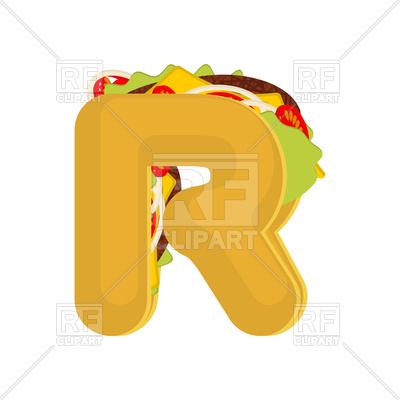 400x400 Letter R Fast Food Font Royalty Free Vector Clip Art Image