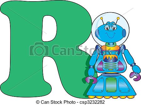 450x335 Letter R With A Robot Clip Art