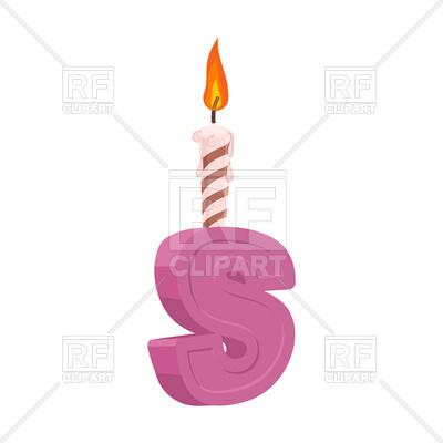 400x400 Letter S Birthday Font. Letter And Candle. Royalty Free Vector