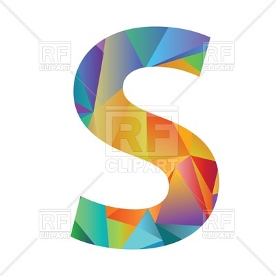 400x400 Motley Polygonal Font, Letter S Royalty Free Vector Clip Art Image