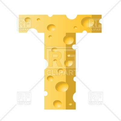 400x400 Font Made Of Cheese, Letter T Royalty Free Vector Clip Art Image