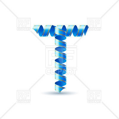 400x400 Letter T Made Of Blue Paper Streamer Royalty Free Vector Clip Art