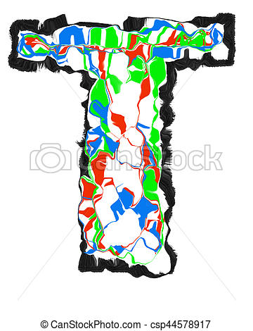 360x470 The Colored Initials Letter T. Clipart