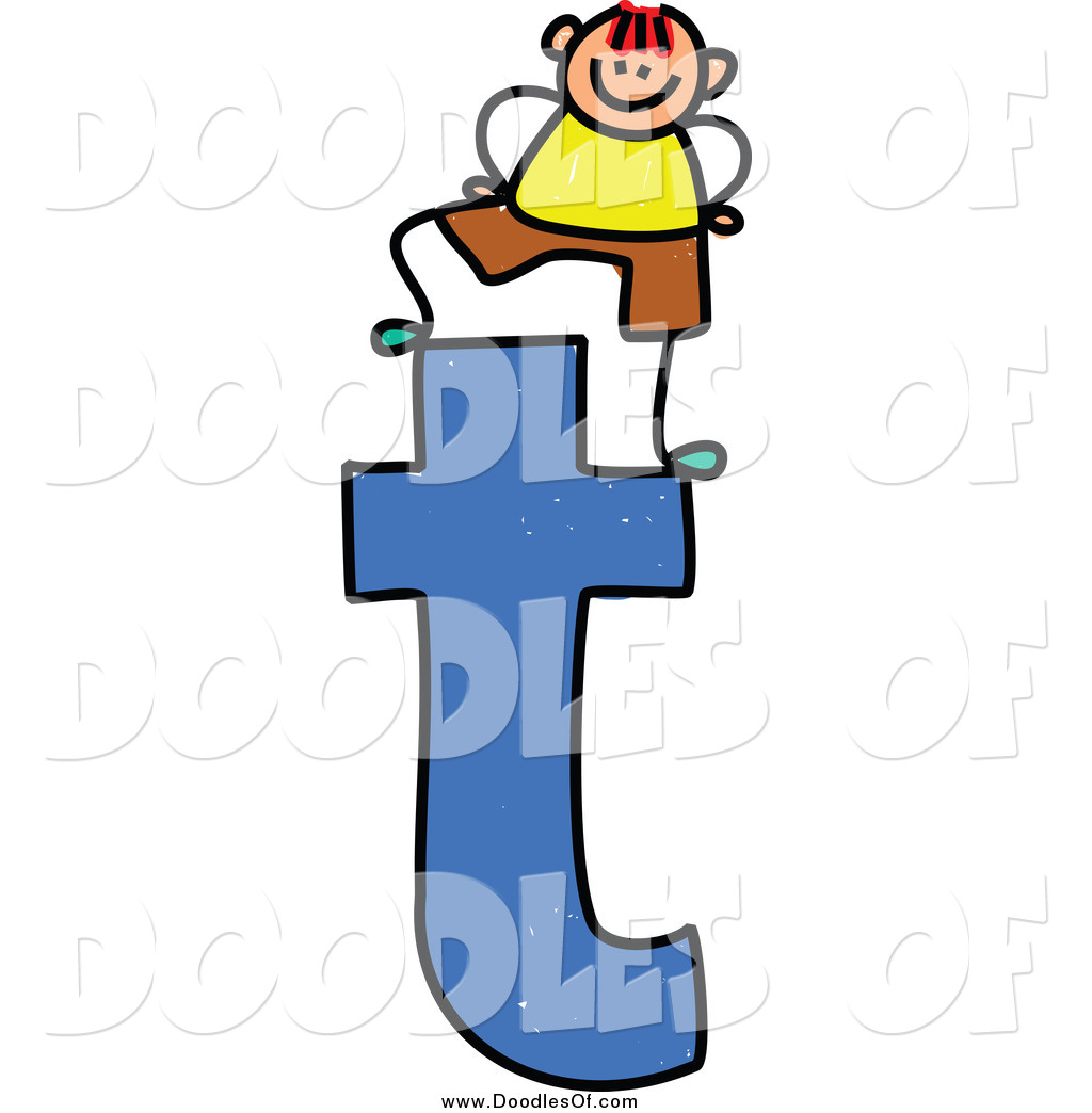 1024x1044 Vector Clipart Of A Doodled Boy On A Lowercase Letter T By Prawny