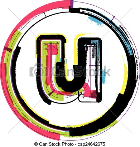 449x470 Colorful Grunge Font Letter U Vectors Illustration