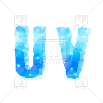 400x400 Crystal Style U And V Letters Royalty Free Vector Clip Art Image
