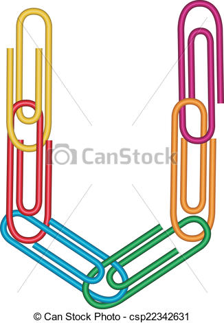 326x470 Letter U With Clips. Illustration Of U Letter Created With Clips.