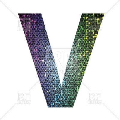 400x400 Glittering Mosaic Font, Letter V Royalty Free Vector Clip Art