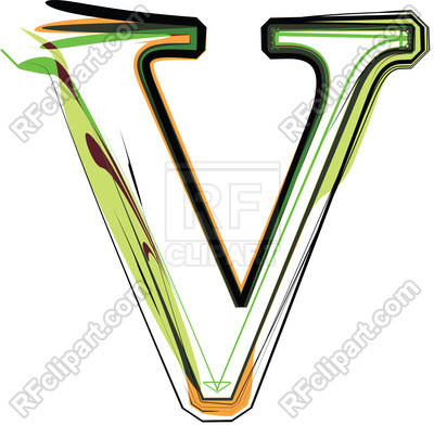 400x392 Organic Type Letter V Royalty Free Vector Clip Art Image