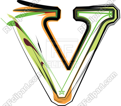 400x352 Organic Type Letter V On White Background Royalty Free Vector Clip