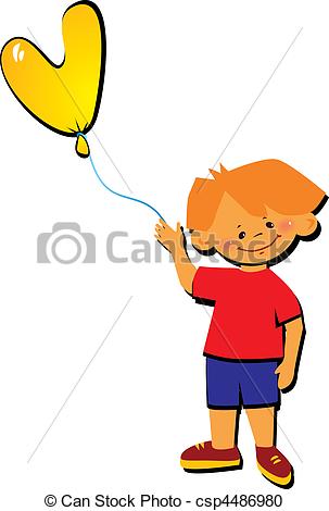 303x470 Boy With Letter V. Friendly Little Boy With Balloon In